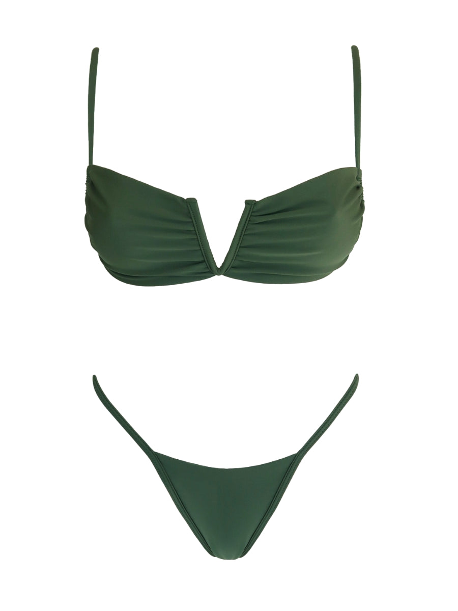 Green bikini set on a white background