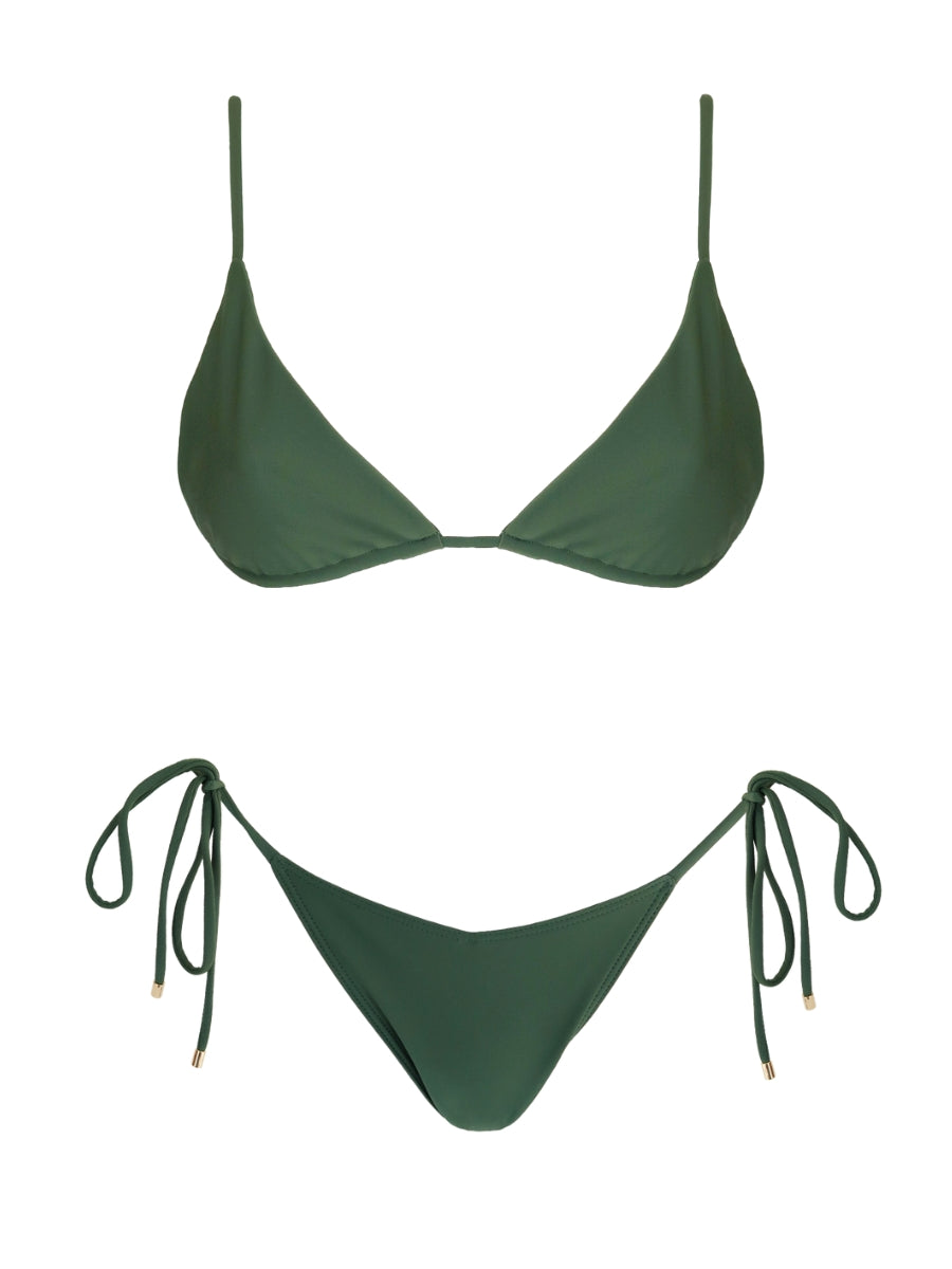 Green bikini set on a white background