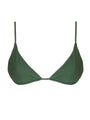 Green bikini top on a white background