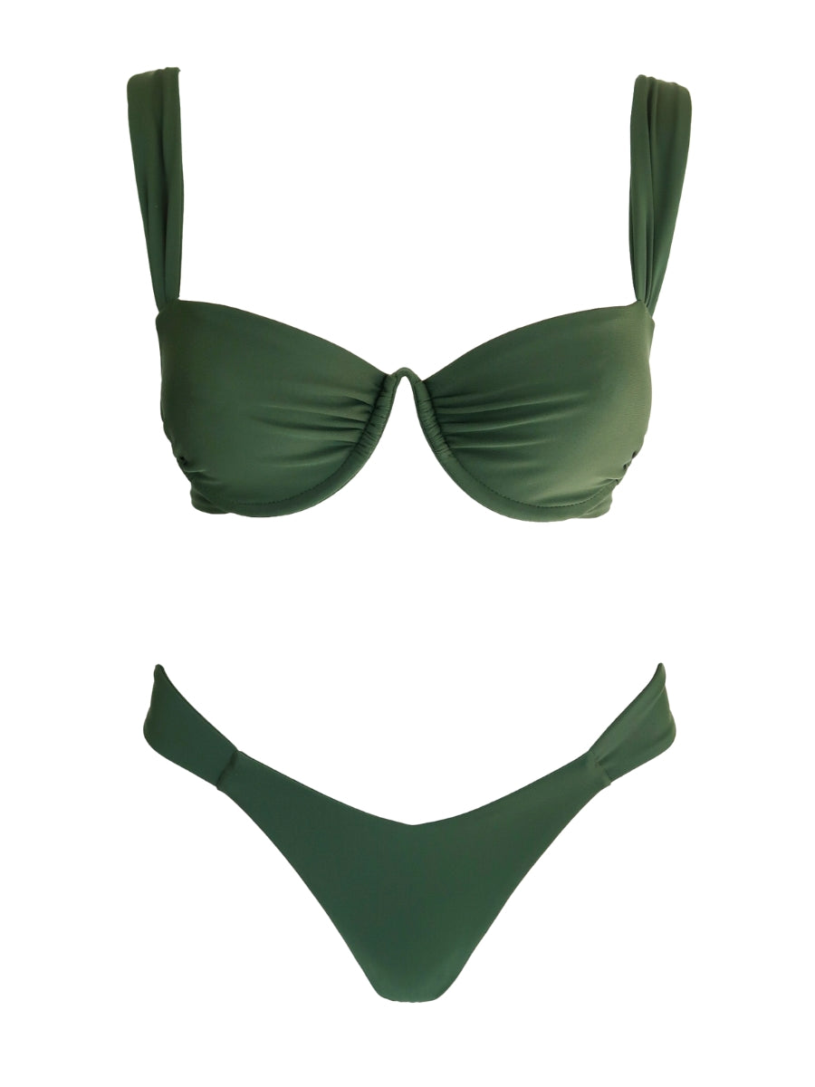 Green bikini set on a white background