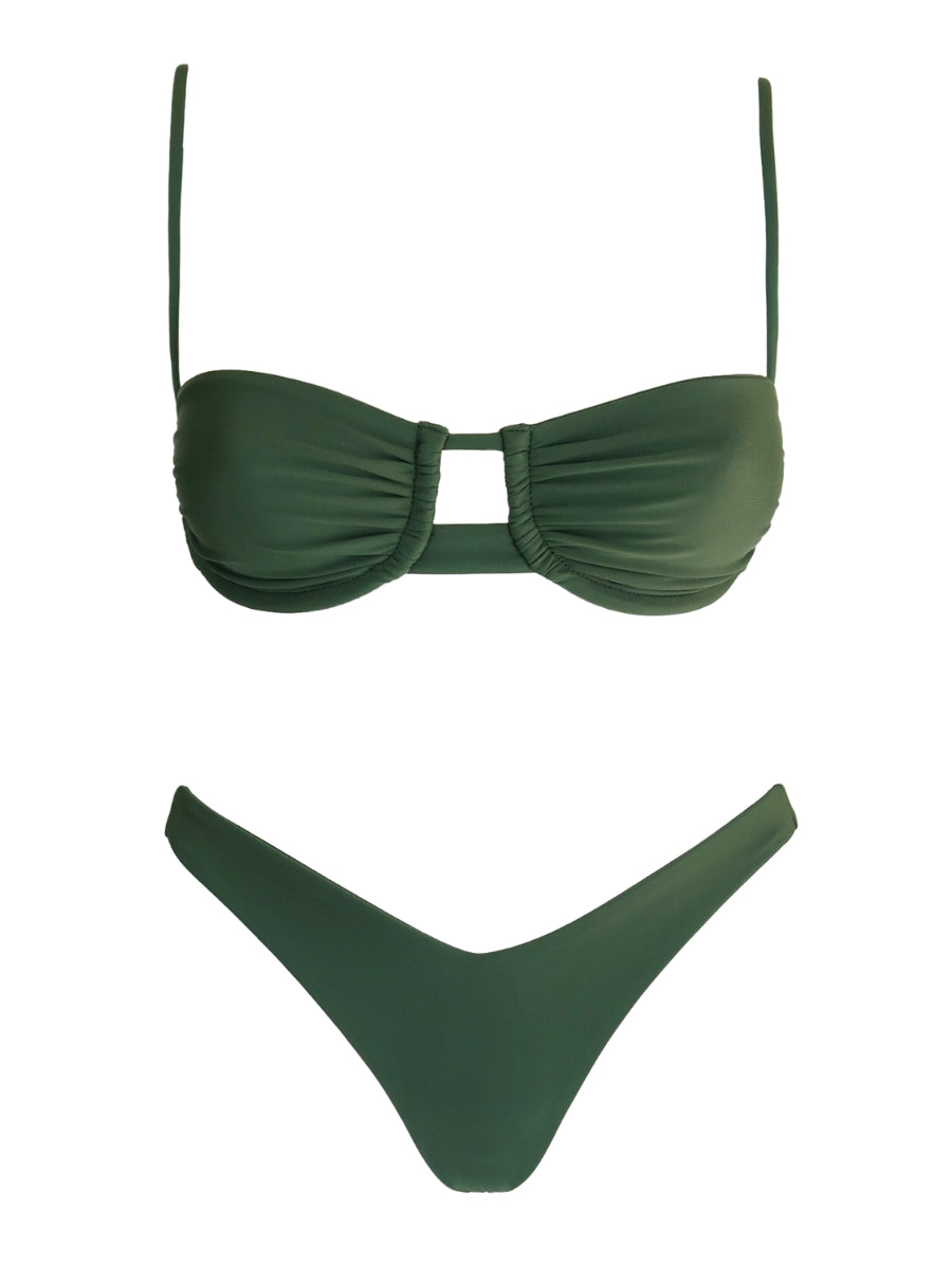 Green bikini set on a white background