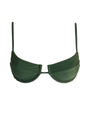 Green bikini top on a white background