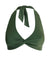 Green bikini top with a knot detail on a white background